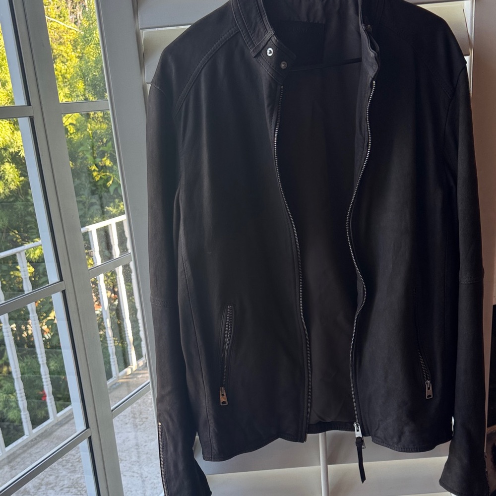 All Saints Black Leather Lightweight Jacket